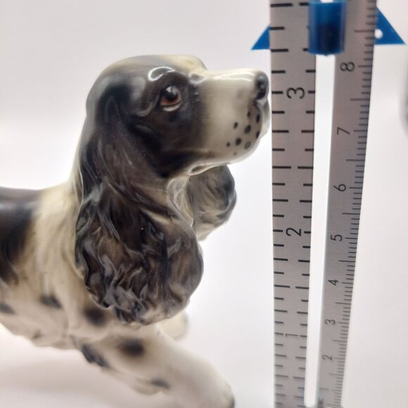 Vintage Enesco Ceramic Cocker Spaniel Dog Figurine E-2411 Black and White - Picture 4 of 9